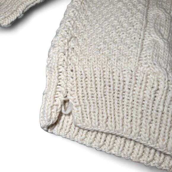 Sweater Connection 100% Wool Cable Knit Fisherman Sweater Beige XL Hand Made Ecu - Picture 5 of 7